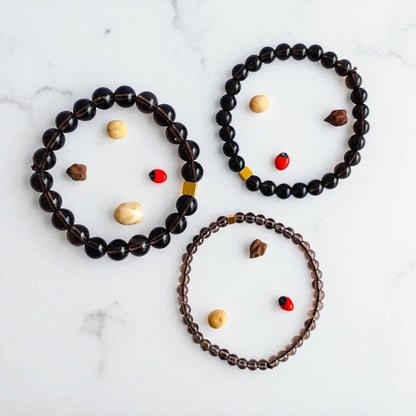 Protection Layered Bracelets | Smokey Quartz - For Men | Includes: Bracelets (Set of 3)