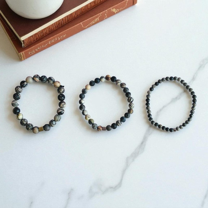 Creativity Layered Bracelets | Picasso Jasper - For Men | Includes: Bracelets (Set of 3)