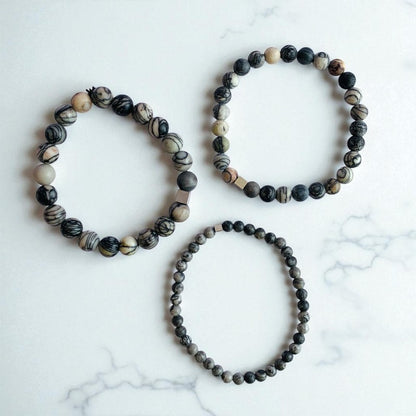 Creativity Layered Bracelets | Picasso Jasper - For Men | Includes: Bracelets (Set of 3)