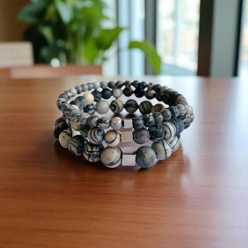 Creativity Layered Bracelets | Picasso Jasper - For Men | Includes: Bracelets (Set of 3)