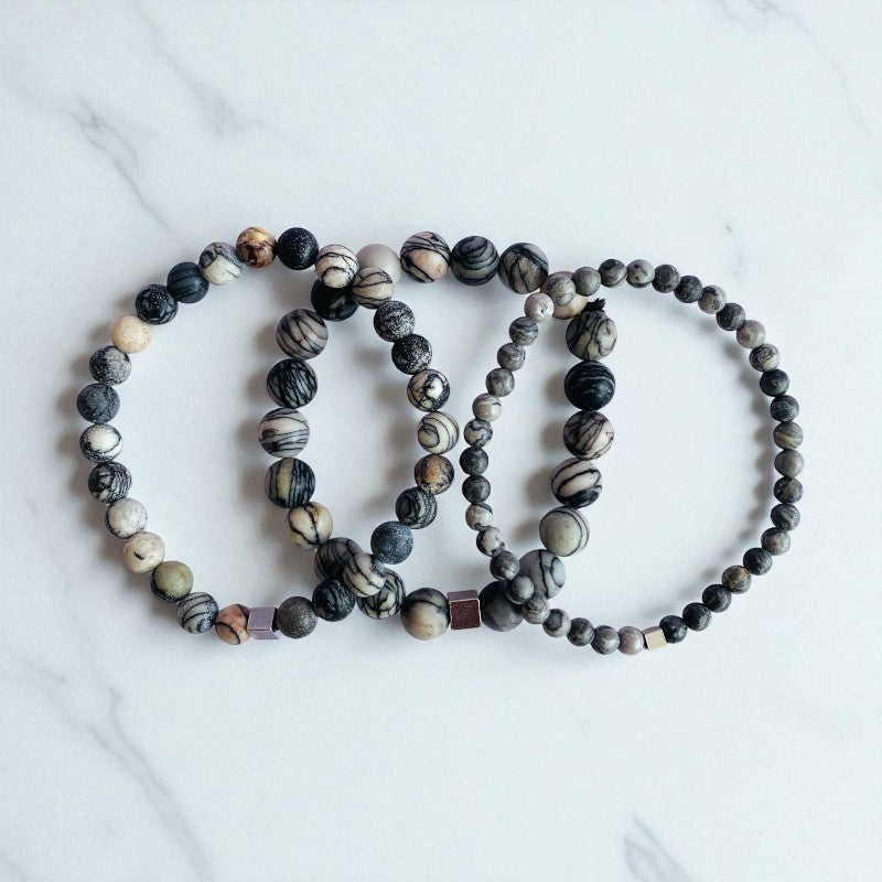Creativity Layered Bracelets | Picasso Jasper - For Men | Includes: Bracelets (Set of 3)