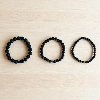 Energy Layered Bracelets | Lava Stone - For Men | Includes: Bracelets (Set of 3)
