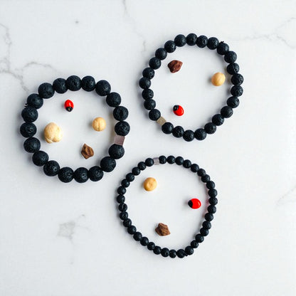 Energy Layered Bracelets | Lava Stone - For Men | Includes: Bracelets (Set of 3)
