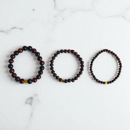 Courage Layered Bracelets | Red Tiger Stone - For Men | Includes: Bracelets (Set of 3)