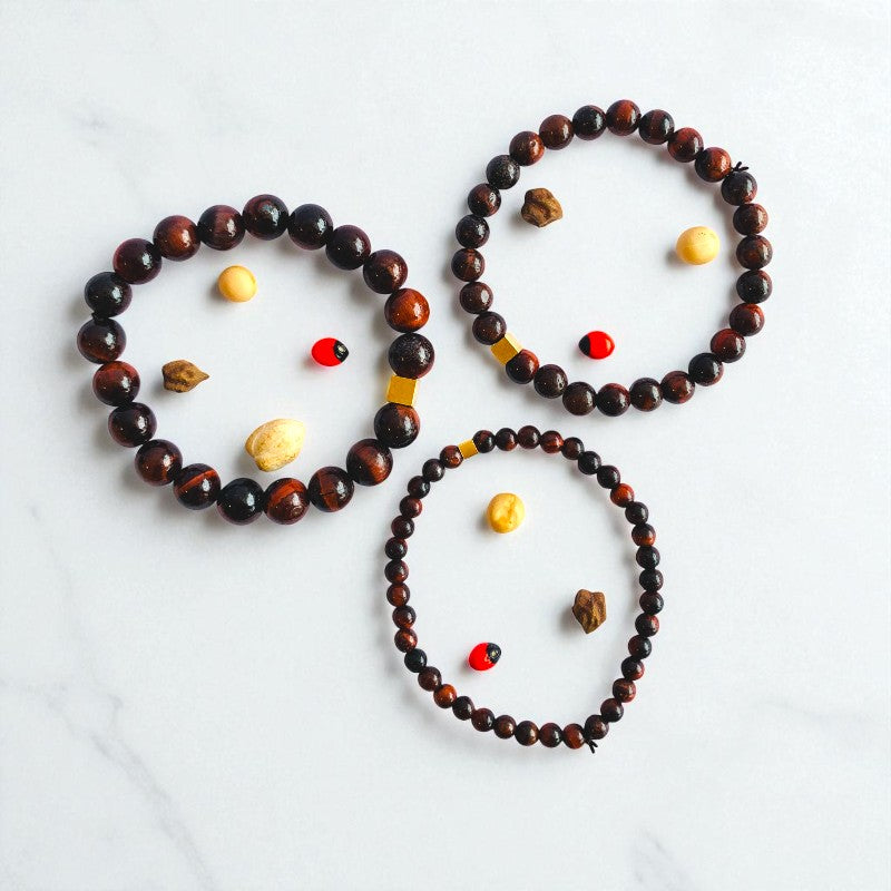 Courage Layered Bracelets | Red Tiger Stone - For Men | Includes: Bracelets (Set of 3)