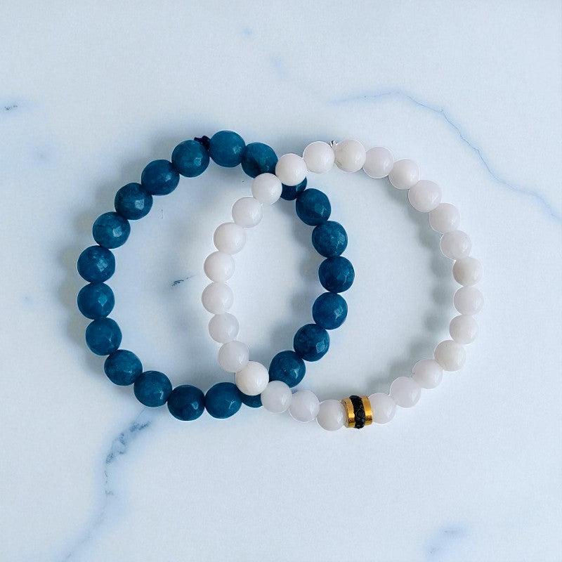 Tranquil Duo | Blue & White Quartz - For Women | Includes: Bracelets (Set of 2)