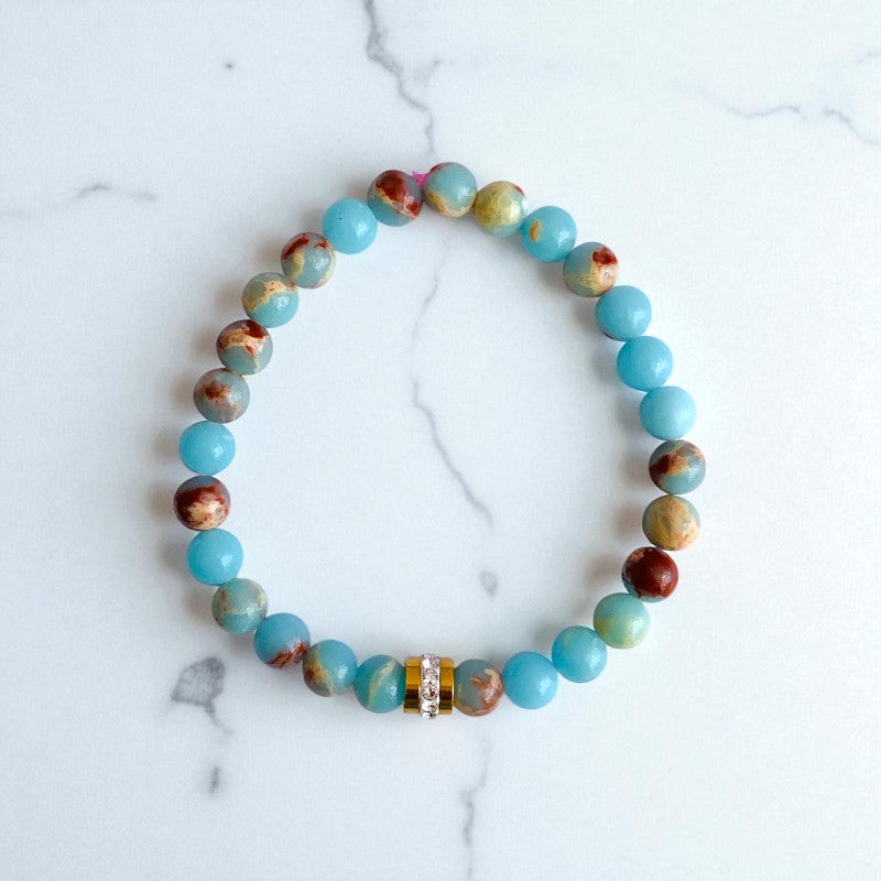 Balanced Duo | Aquamarine & Red Onyx - For Women | Includes: Bracelets (Set of 2)