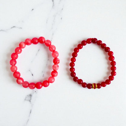 Grounded Duo | Red & Brown Quartz - For Women | Includes: Bracelets (Set of 2)