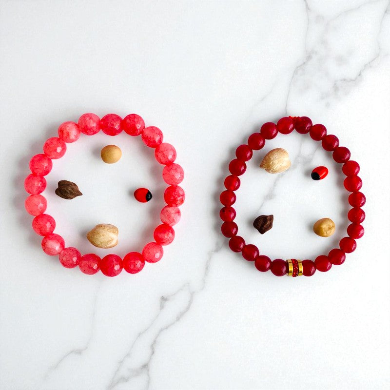 Grounded Duo | Red & Brown Quartz - For Women | Includes: Bracelets (Set of 2)