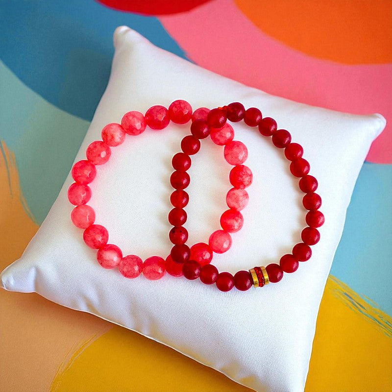 Grounded Duo | Red & Brown Quartz - For Women | Includes: Bracelets (Set of 2)