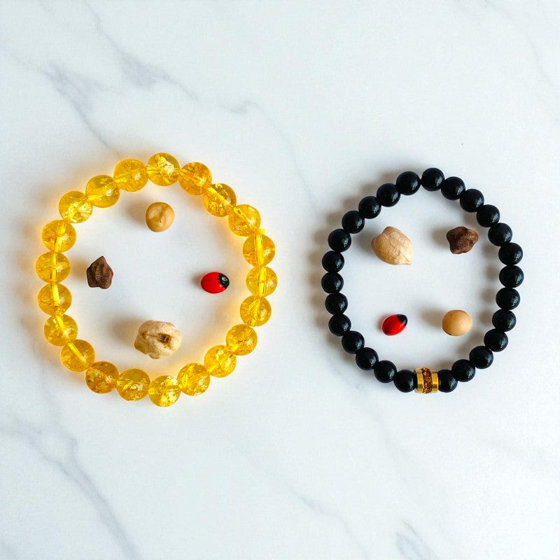 Radiant Duo | Citrine & Obsidian - For Women | Includes: Bracelets (Set of 2)