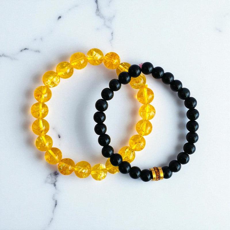 Radiant Duo | Citrine & Obsidian - For Women | Includes: Bracelets (Set of 2)