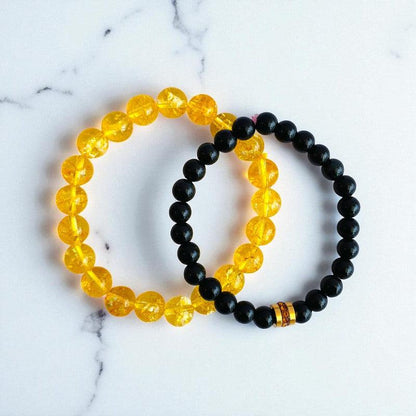Radiant Duo | Citrine & Obsidian - For Women | Includes: Bracelets (Set of 2)