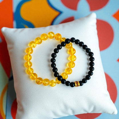 Radiant Duo | Citrine & Obsidian - For Women | Includes: Bracelets (Set of 2)