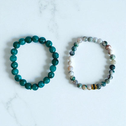 Earthy Duo | Tree Agate & Green Aventurine - For Women | Includes: Bracelets (Set of 2)