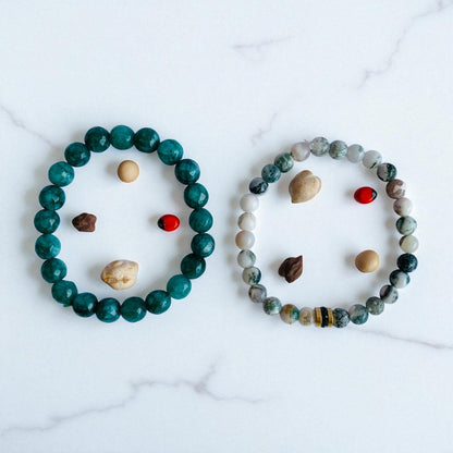 Earthy Duo | Tree Agate & Green Aventurine - For Women | Includes: Bracelets (Set of 2)