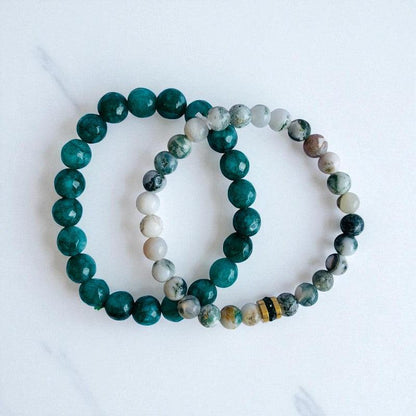 Earthy Duo | Tree Agate & Green Aventurine - For Women | Includes: Bracelets (Set of 2)