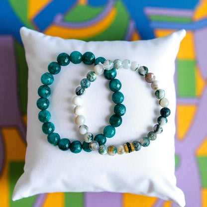 Earthy Duo | Tree Agate & Green Aventurine - For Women | Includes: Bracelets (Set of 2)