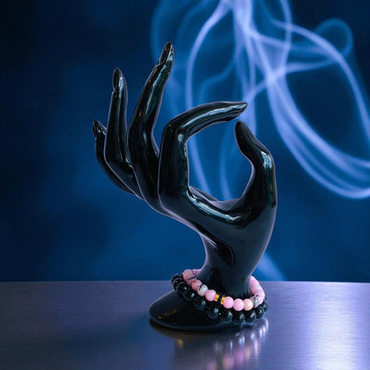 Elegant Duo | Pink Opal & Obsidian - For Women | Includes: Bracelets (Set of 2)