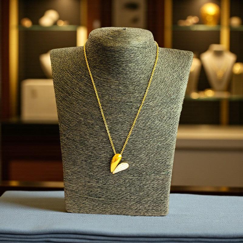Zircon Heart Necklace | 18K PVD Gold Plated - For Women | Includes: Necklace