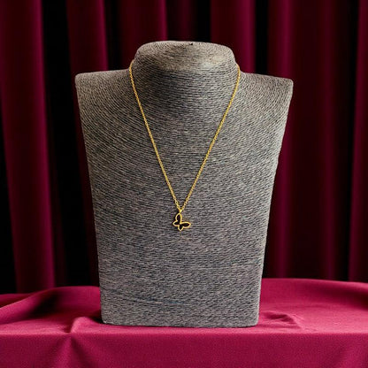 Black Butterfly Necklace | 18K PVD Gold Plated - For Women | Includes: Necklace