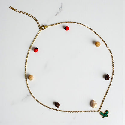 Malachite Butterfly Necklace | 18K PVD Gold Plated - For Women | Includes: Necklace