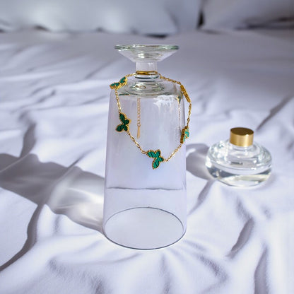 Green Butterfly Dainty Bracelet | 18K PVD Gold Plated - For Women | Includes: Bracelet