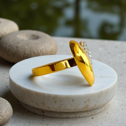 Zircon Heart Cuff Ring | 18K PVD Gold Plated - For Women | Includes: Ring