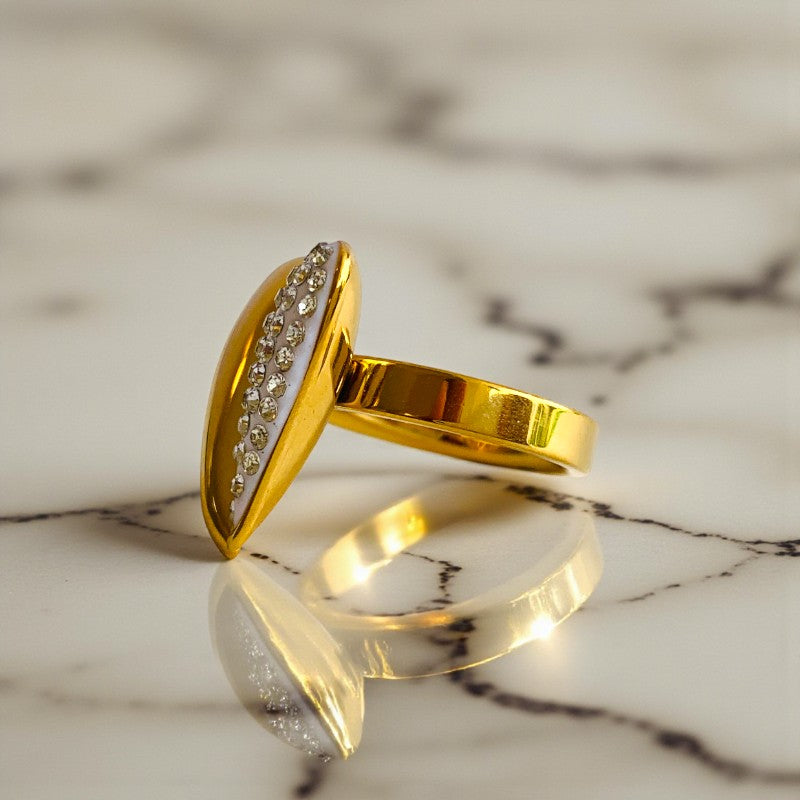 Zircon Heart Cuff Ring | 18K PVD Gold Plated - For Women | Includes: Ring