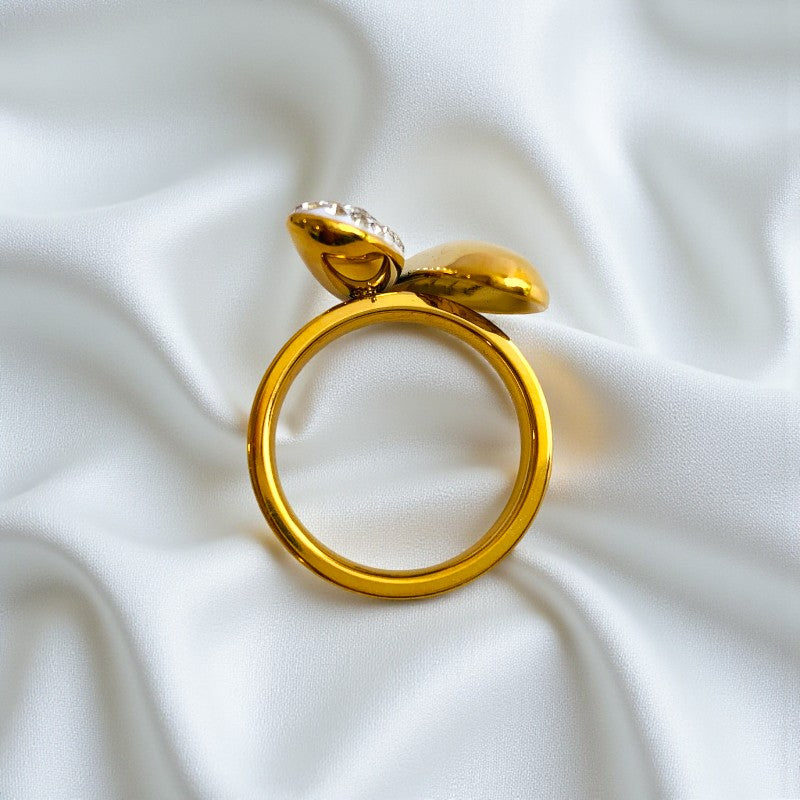 Zircon Heart Cuff Ring | 18K PVD Gold Plated - For Women | Includes: Ring