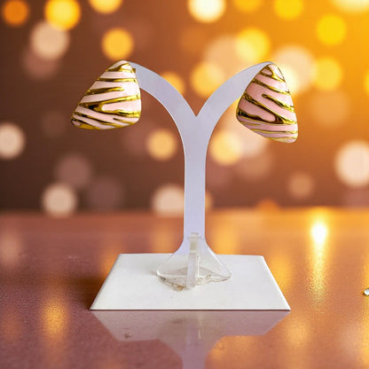 Pink Chunky Triangle Earring | 18K PVD Gold Plated - For Women | Includes: Earring