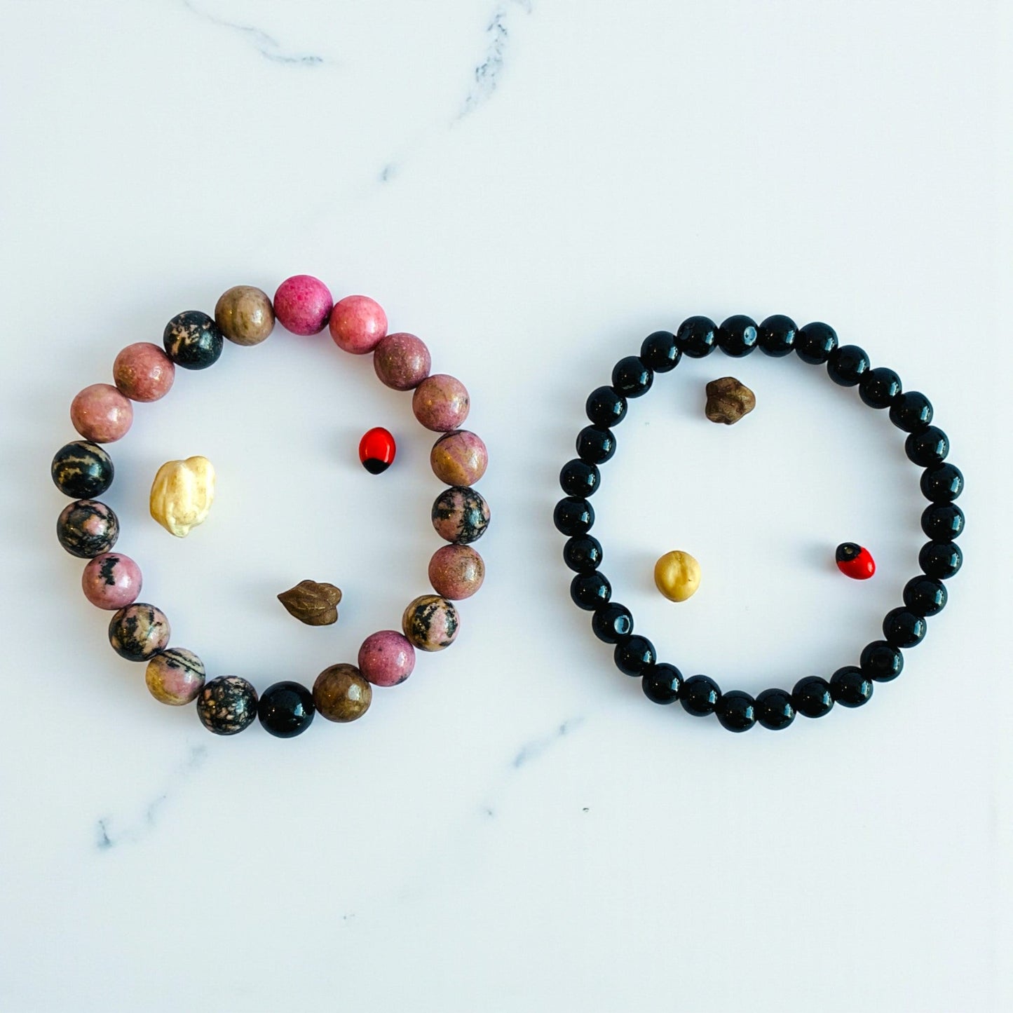 Compassion Stacked Bracelets | Rhodonite - For Unisex | Includes: Bracelets (Set of 2)