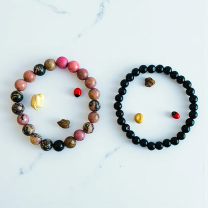 Compassion Stacked Bracelets | Rhodonite - For Unisex | Includes: Bracelets (Set of 2)