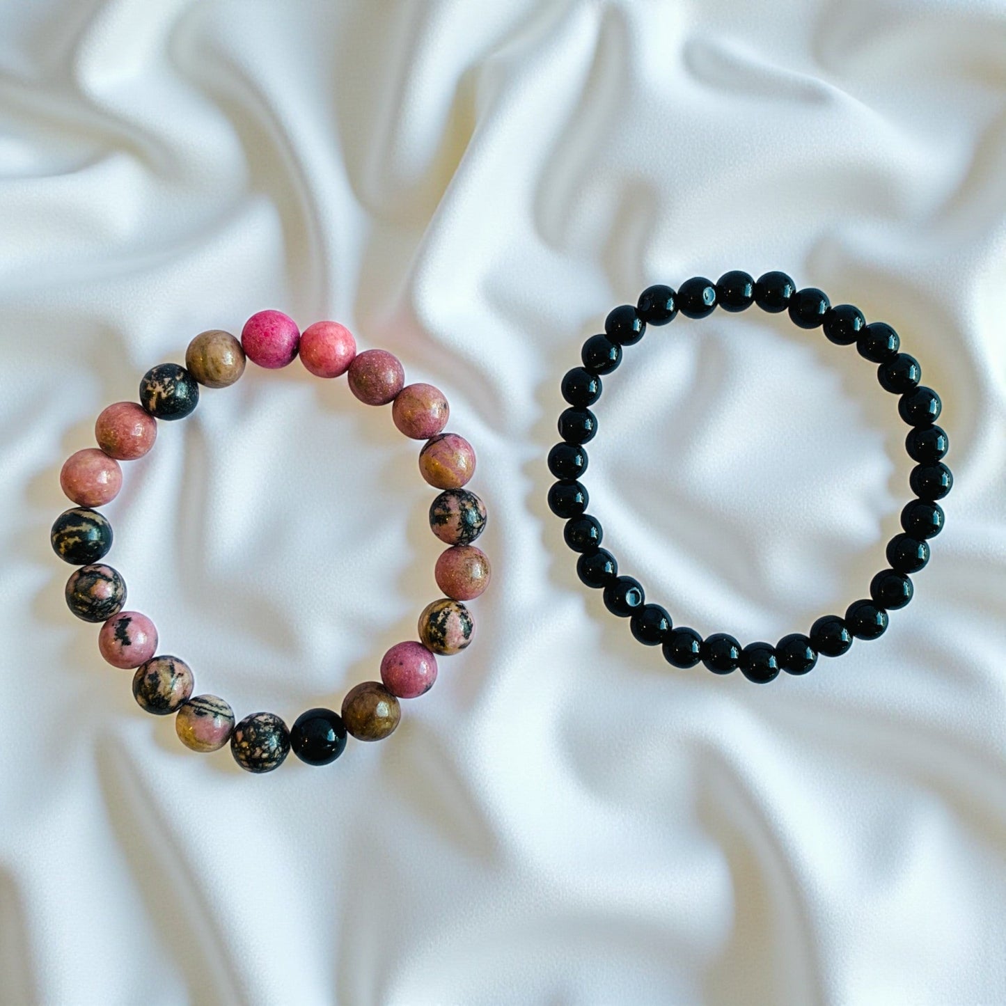 Compassion Stacked Bracelets | Rhodonite - For Unisex | Includes: Bracelets (Set of 2)