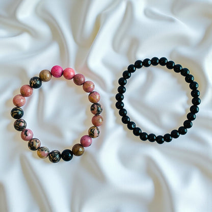 Compassion Stacked Bracelets | Rhodonite - For Unisex | Includes: Bracelets (Set of 2)