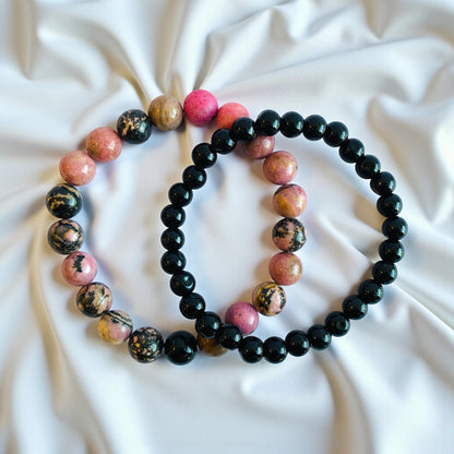 Compassion Stacked Bracelets | Rhodonite - For Unisex | Includes: Bracelets (Set of 2)