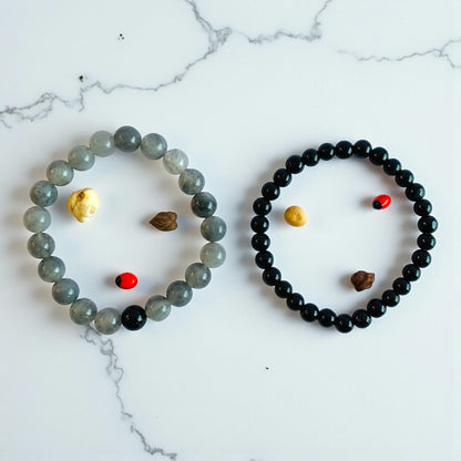 Stability Stacked Bracelets | Grey Agate - For Unisex | Includes: Bracelets (Set of 2)