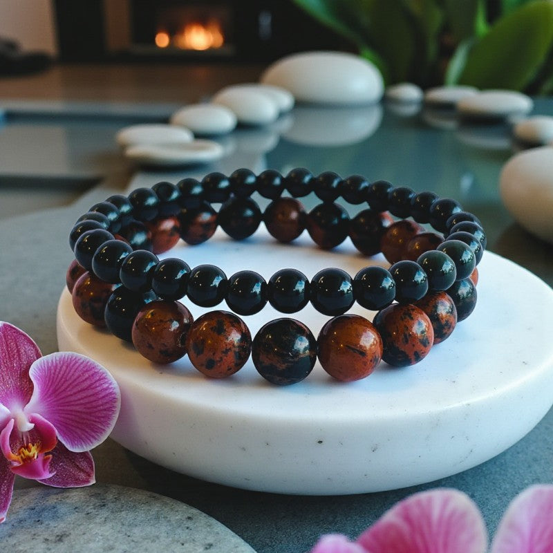 Grace Stacked Bracelets | Gold Swan Stone - For Unisex | Includes: Bracelets (Set of 2)