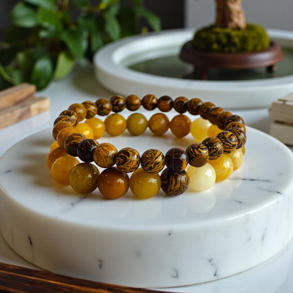 Energy Stacked Bracelets | Yellow Calcite - For Unisex | Includes: Bracelets (Set of 2)