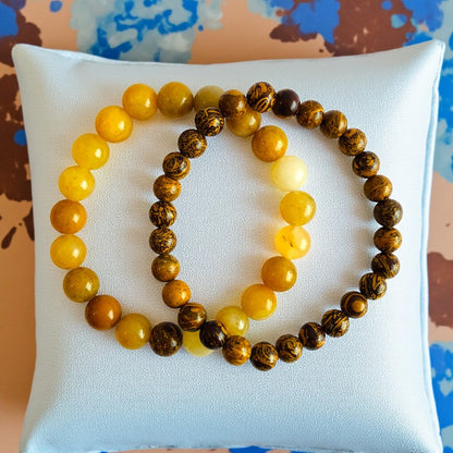 Energy Stacked Bracelets | Yellow Calcite - For Unisex | Includes: Bracelets (Set of 2)