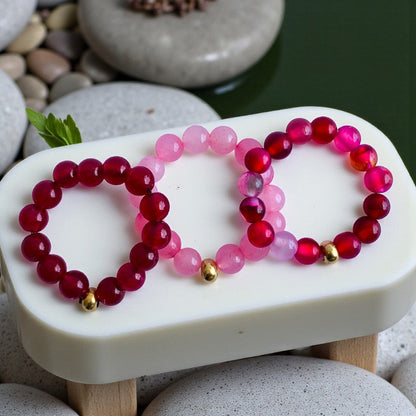 Flexi Modern Rings | Pink Rani Gemstones - For Women | Includes: Rings (Set of 3)