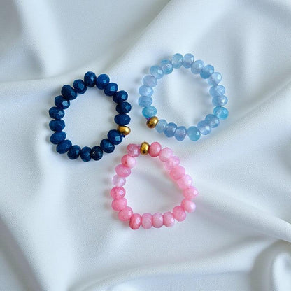 Flexi Modern Rings | Blue & Pink Quartz - For Women | Includes: Rings (Set of 3)