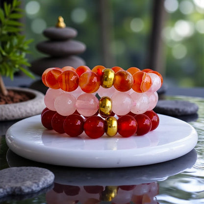 Flexi Modern Rings | Rose, Carnelian & Onyx - For Women | Includes: Rings (Set of 3)