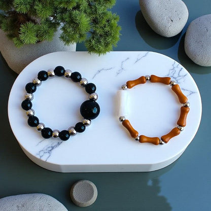 Flexi Modern Rings | Brown Obsidian Gemstones - For Women | Includes: Rings (Set of 2)