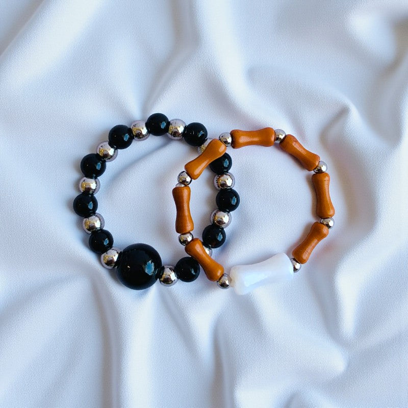 Flexi Modern Rings | Brown Obsidian Gemstones - For Women | Includes: Rings (Set of 2)