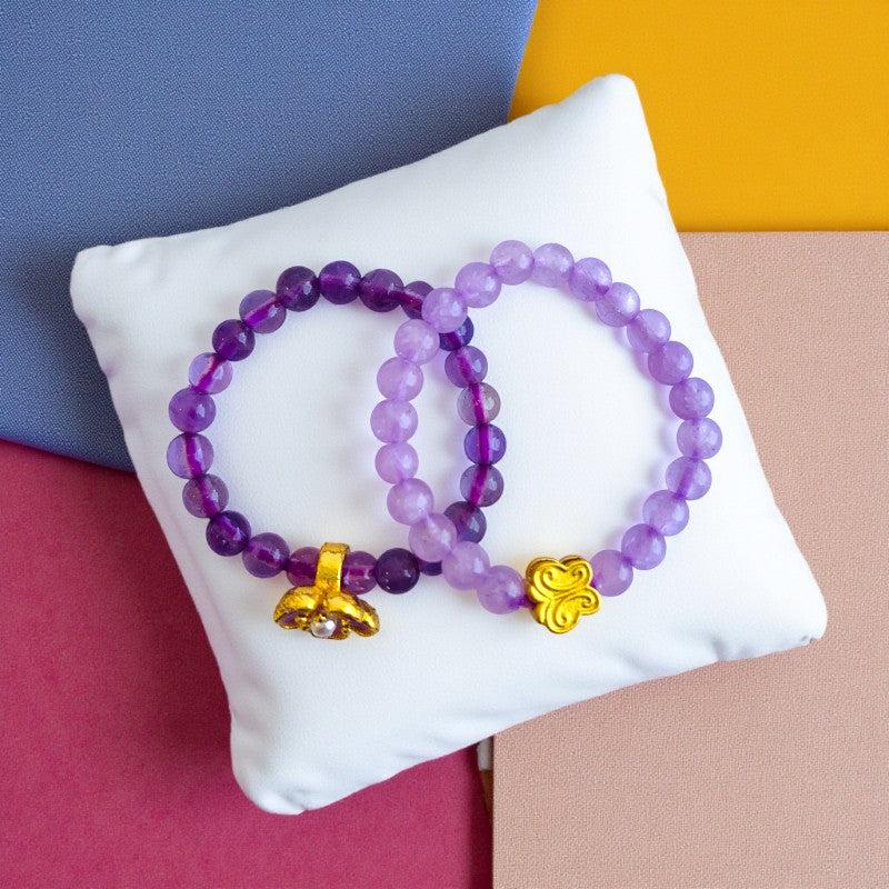 Flexi Modern Rings | Amethyst Gemstones - For Women | Includes: Rings (Set of 2)