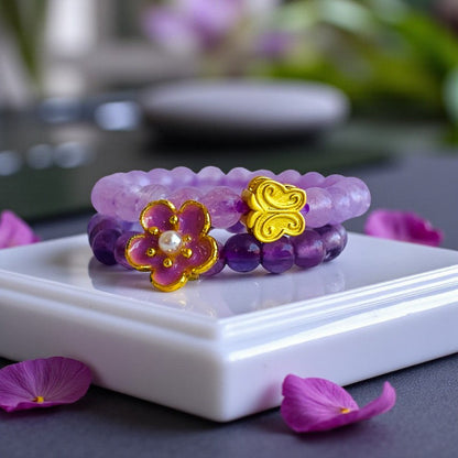 Flexi Modern Rings | Amethyst Gemstones - For Women | Includes: Rings (Set of 2)