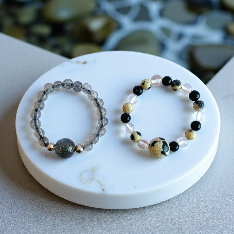 Flexi Modern Rings | Agate & Quartz - For Women | Includes: Rings (Set of 2)