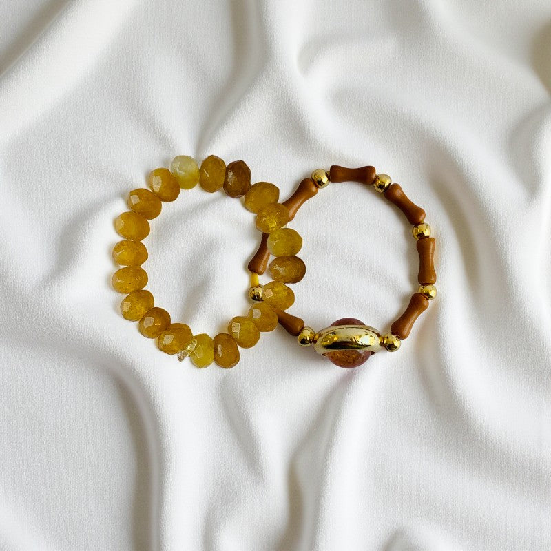 Flexi Modern Rings | Calcite & Jade Gemstones - For Women | Includes: Rings (Set of 2)