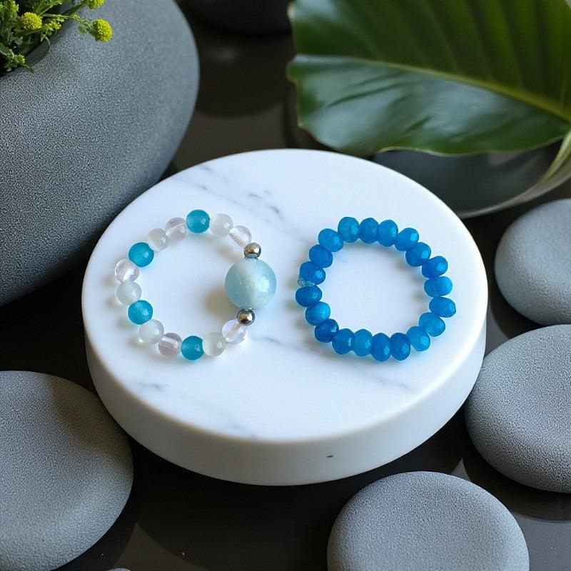 Flexi Modern Rings | Apatite Gemstones - For Women | Includes: Rings (Set of 2)